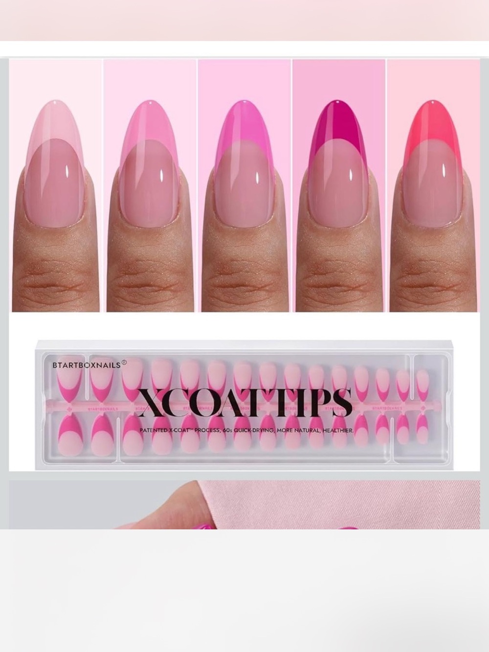 XCOAT TIPS Pink Ombre French Press-On Nails